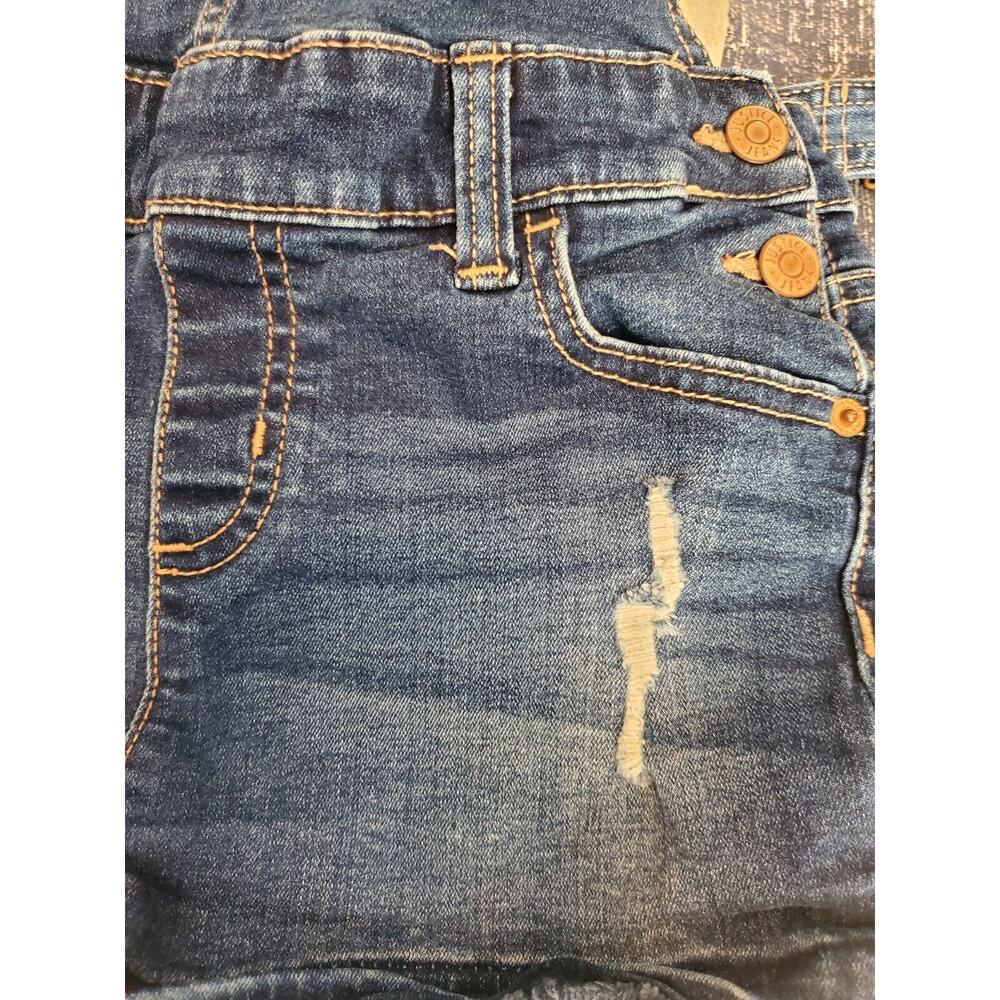 Girls Justice Size 12 Denim Jean Shortalls Overalls Distressed, Medium Wash, EUC - Picture 6 of 6